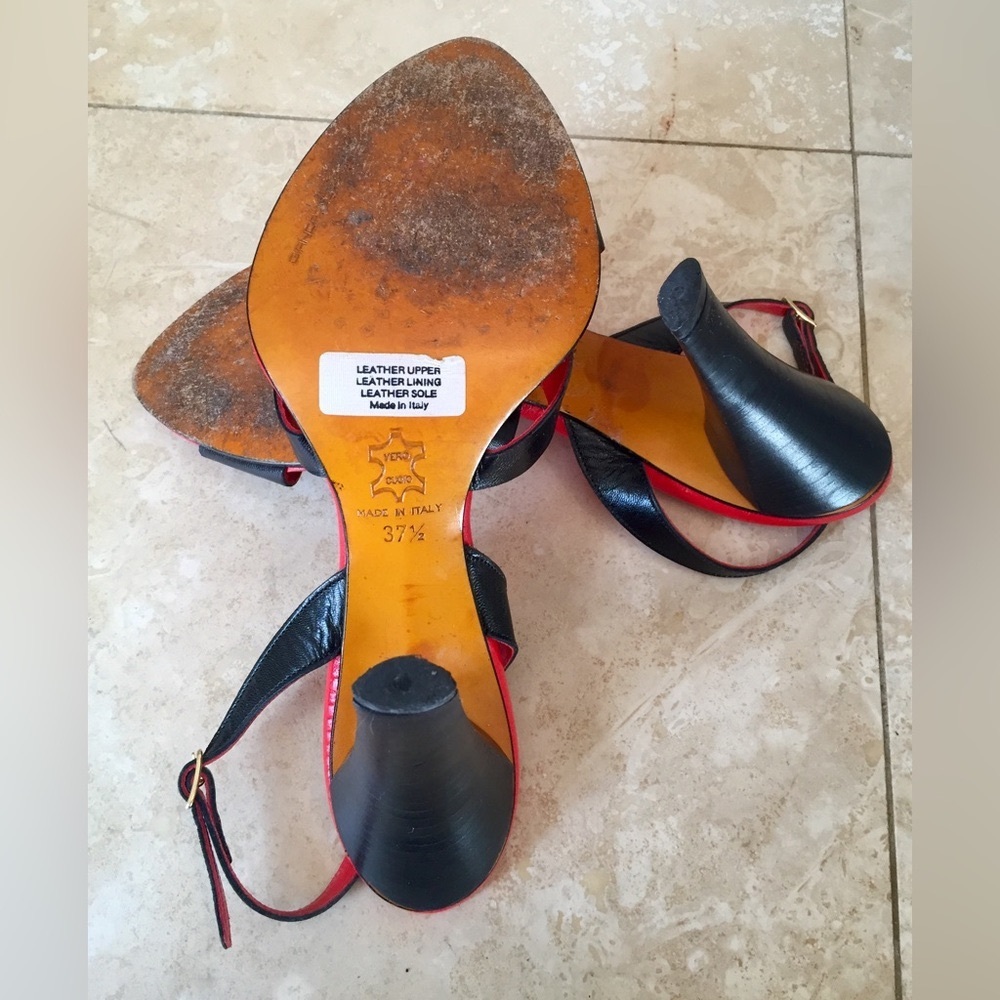 Giancarlo Paoli Black Leather Slingback Sandals, Size 37.5 - Picture 5 of 5